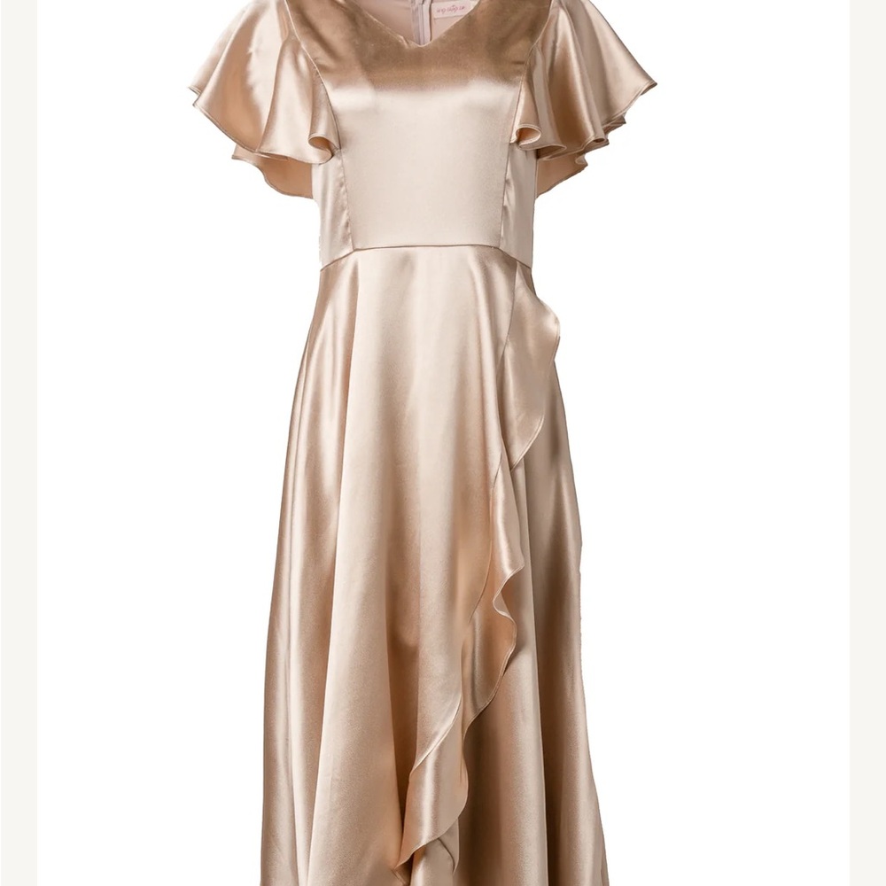 Elegant Satin Ruffle Dress - Picture 2 of 4